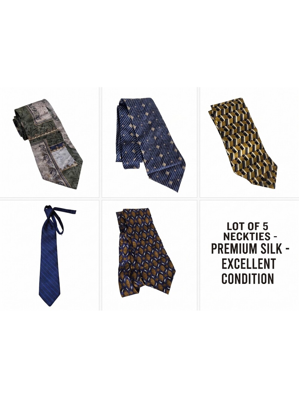 Necktie / Lot of 5 Premium Vintage Men's Neckties as shown